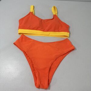 Bikini Womens M Swimsuit High Waisted Color‎ Block Scoop Sexy Bathing Suit Set